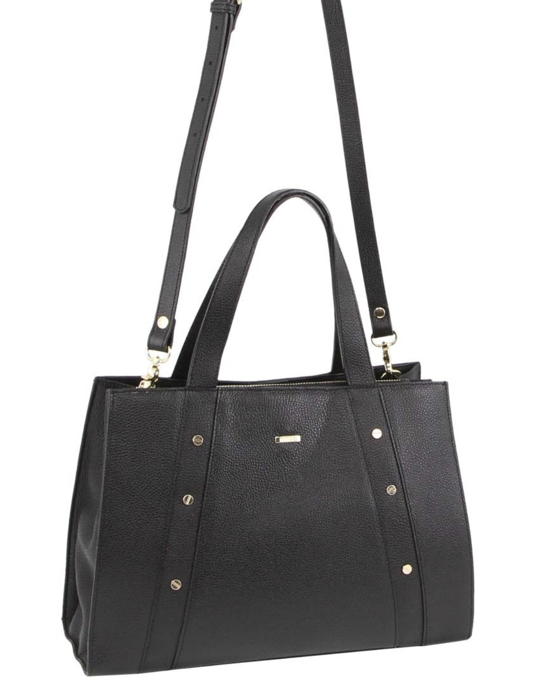 Morrissey Womens Italian Structured Leather Bag Tote Handbag Ladies - Black-0