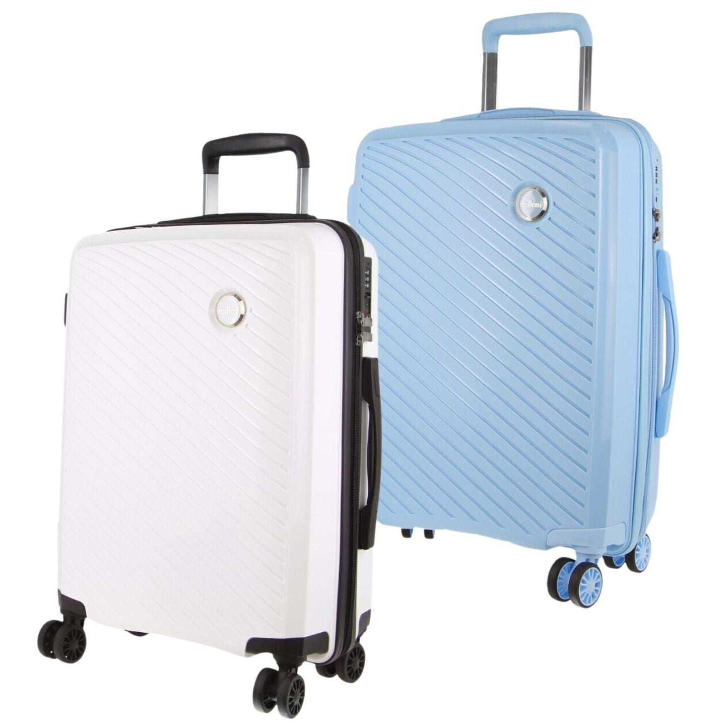 2x Pierre Cardin Inspired Milleni Cabin Luggage Bag 54cm (39L) - Blue & White-0