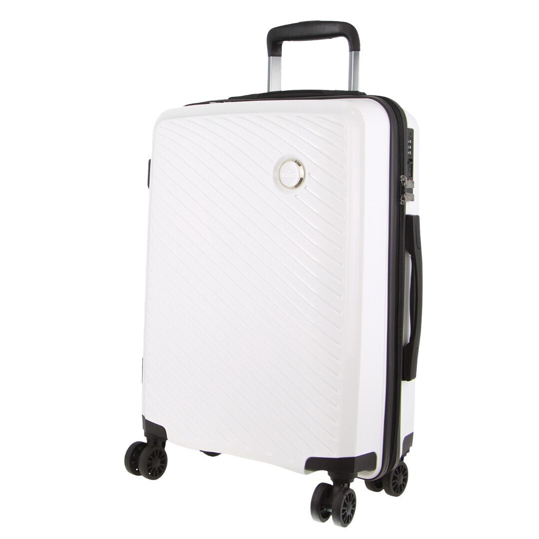 Pierre Cardin Inspired Milleni Cabin Luggage Bag Travel Carry On Suitcase 54cm (39L) - White-1