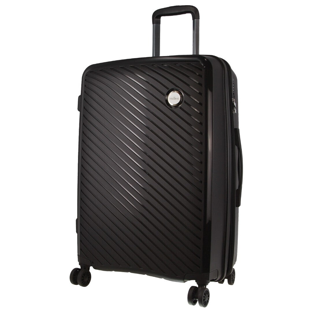 Pierre Cardin Inspired Milleni Checked Luggage Bag Travel Carry On Suitcase 65cm (82.5L) - Black-1