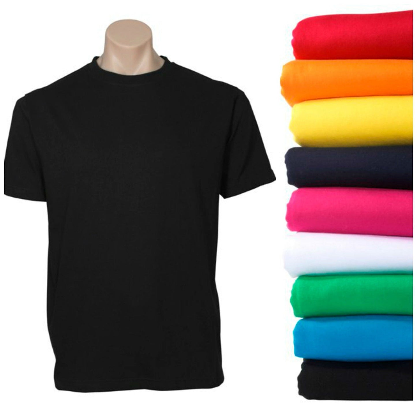 Plain T-Shirt 100% COTTON Basic Blank Tee Mens Ladies Casual BULK Adults-0