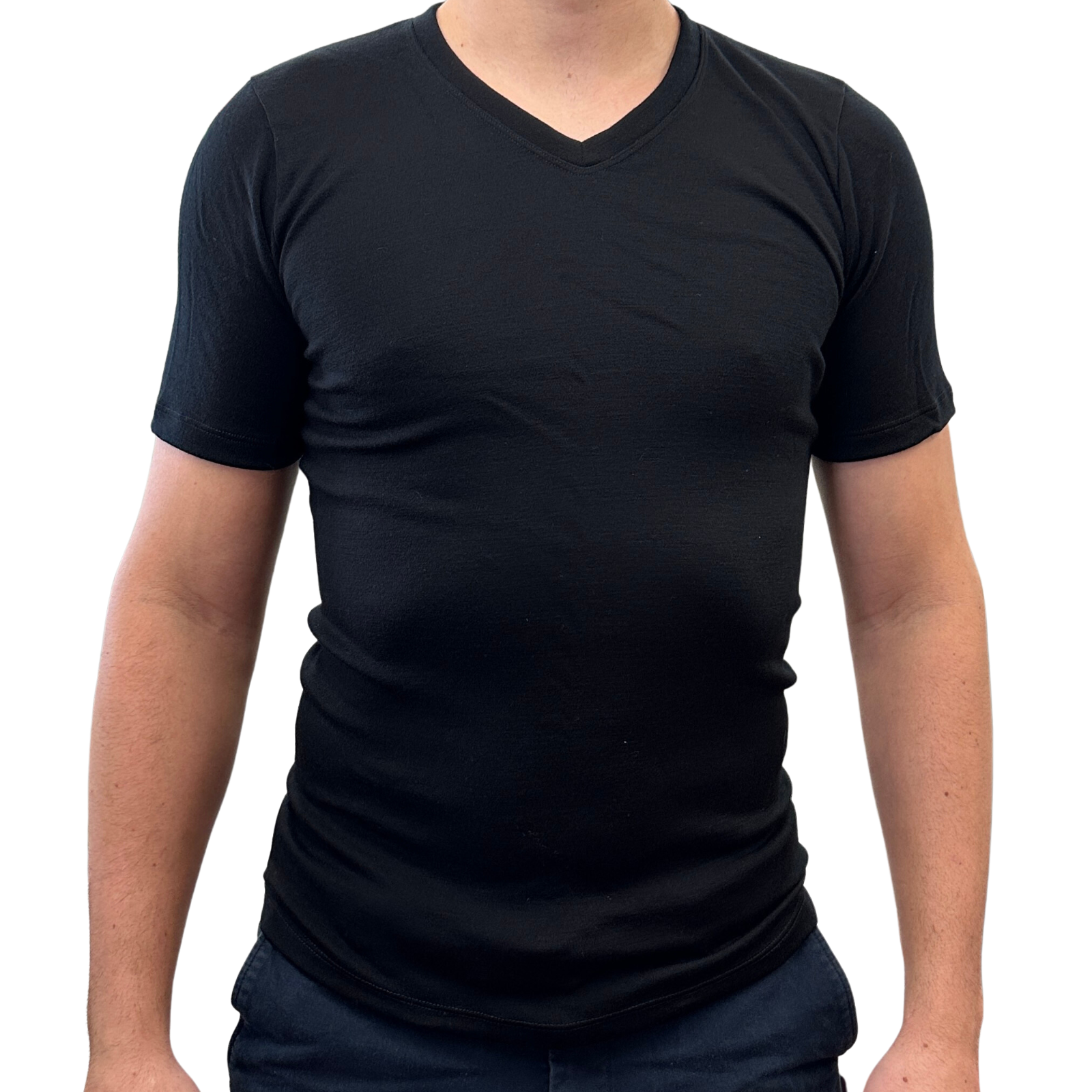 Mens 100% Pure Merino Wool V-Neck Short Sleeve Top T Shirt Thermal Underwear-4