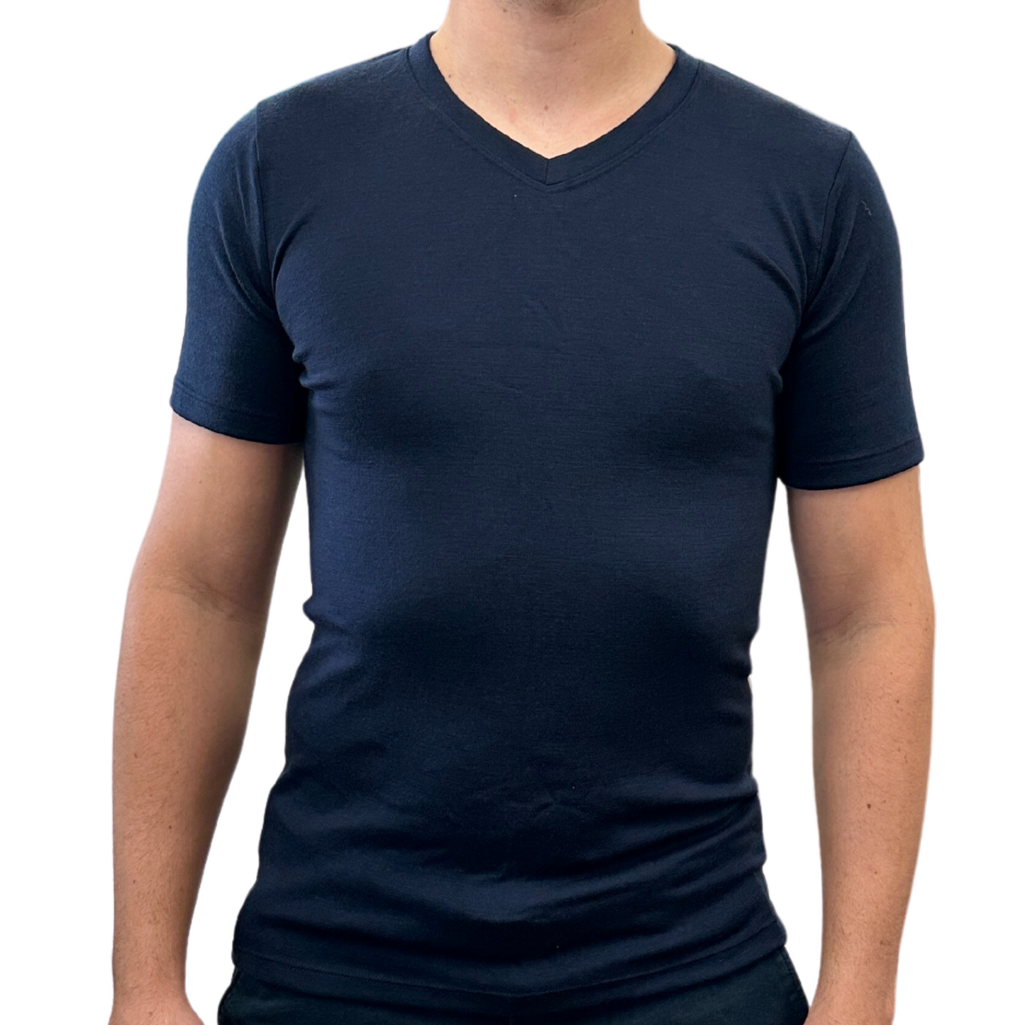 Mens 100% Pure Merino Wool V-Neck Short Sleeve Top T Shirt Thermal Underwear-7