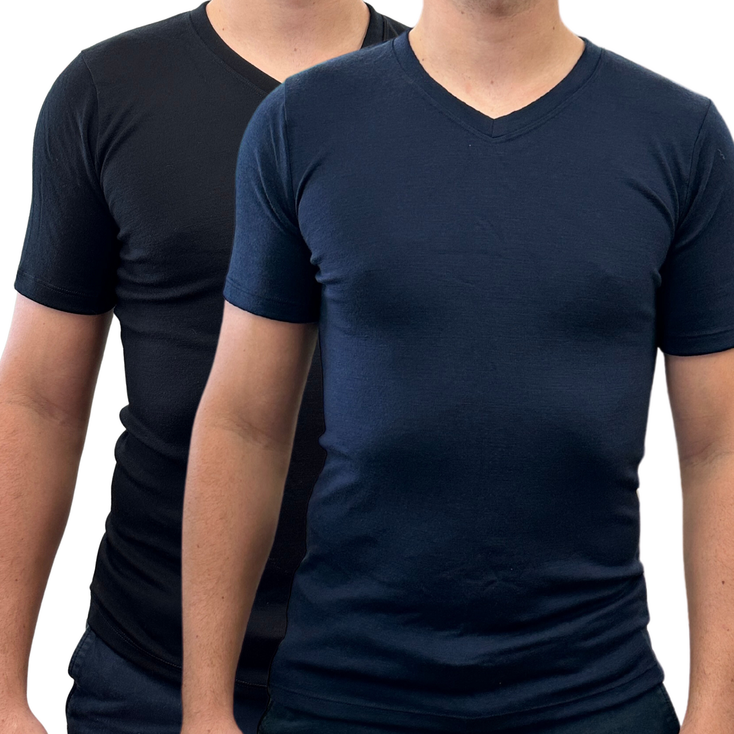Mens 100% Pure Merino Wool V-Neck Short Sleeve Top T Shirt Thermal Underwear-0
