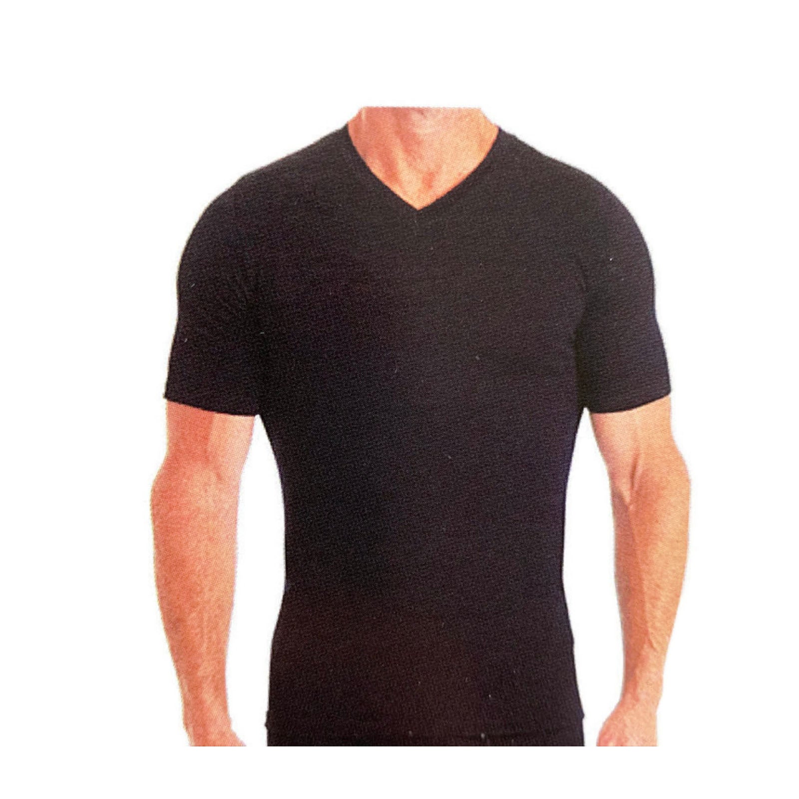 MERINO SKINS Mens Classic V-Neck Tee Wool Thermal T-Shirt Short Sleeve - Black-0