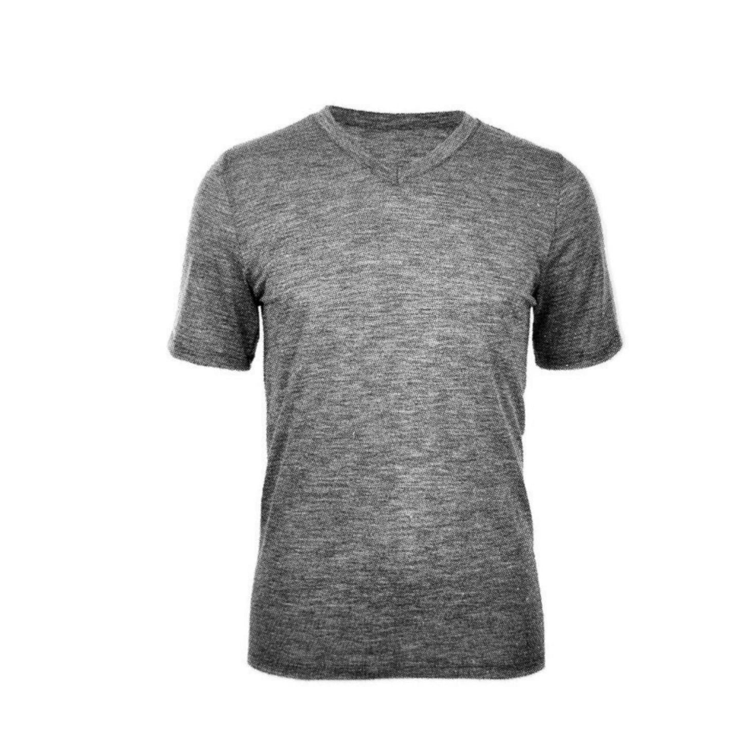 MERINO SKINS Mens Classic V-Neck Tee Wool Thermal T-Shirt Short Sleeve - Soft Grey Marle-0