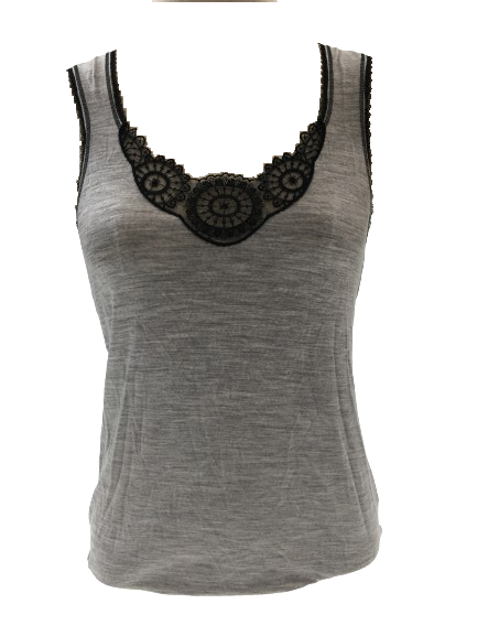 MERINO SKINS Ladies Dianthe Tank Top Thermal Merino Wool Rich Thermals - Soft Grey Marle-1