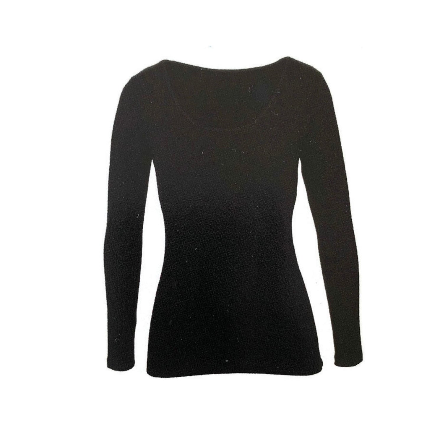 MERINO SKINS Ladies Scoop Neck Long Sleeve Top Thermals - Black-3