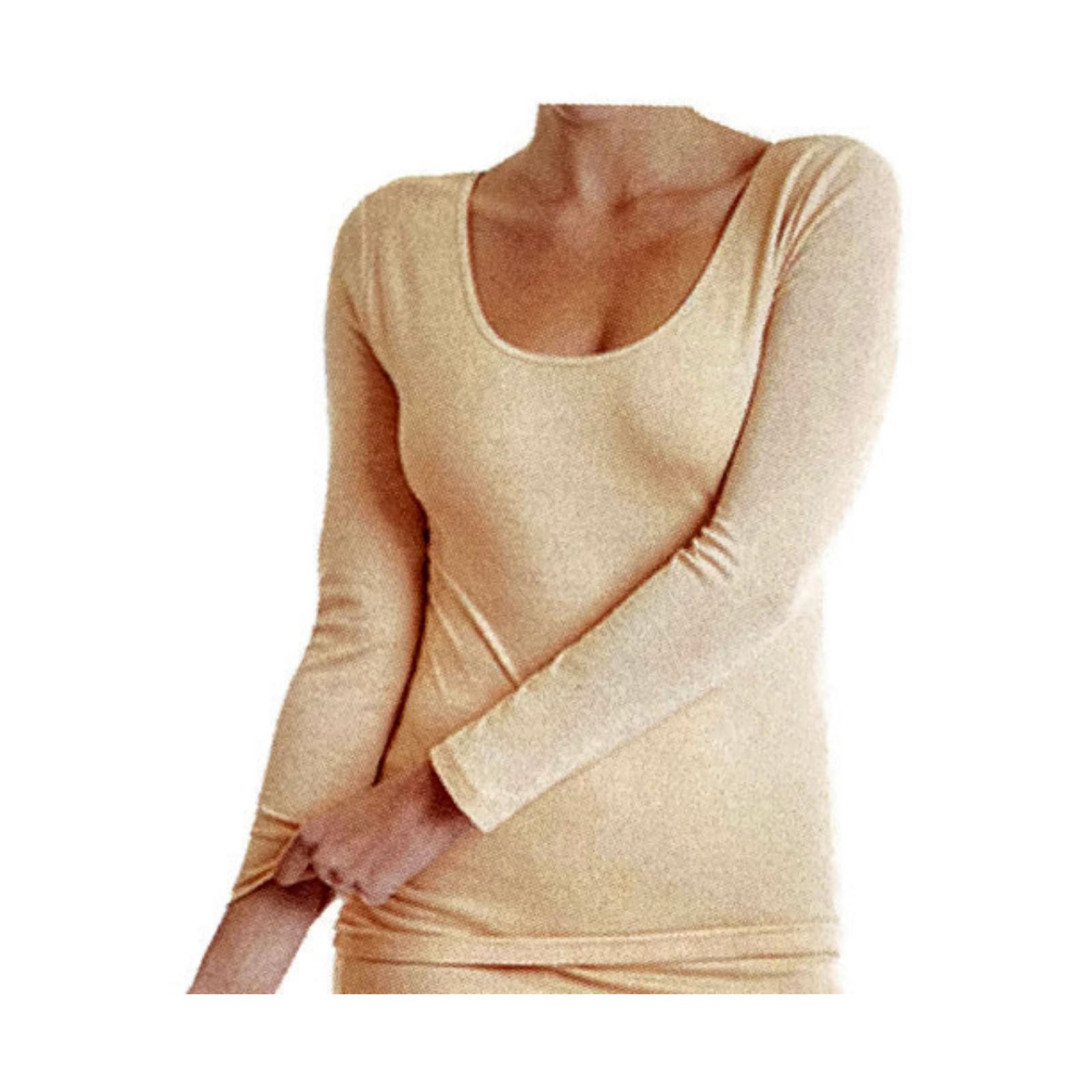 MERINO SKINS Womens Scoop Neck Long Sleeve Top Wool Warm Thermals - Skin-0