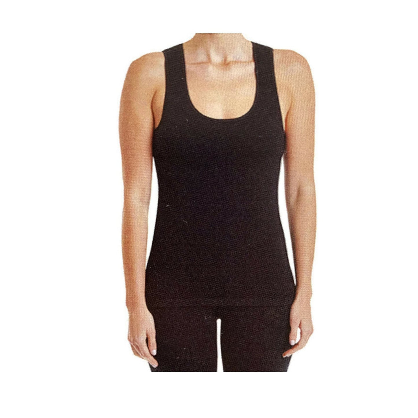 MERINO SKINS Ladies Scoop Neck Tank Top Sleeveless Wool Thermals - Black-0