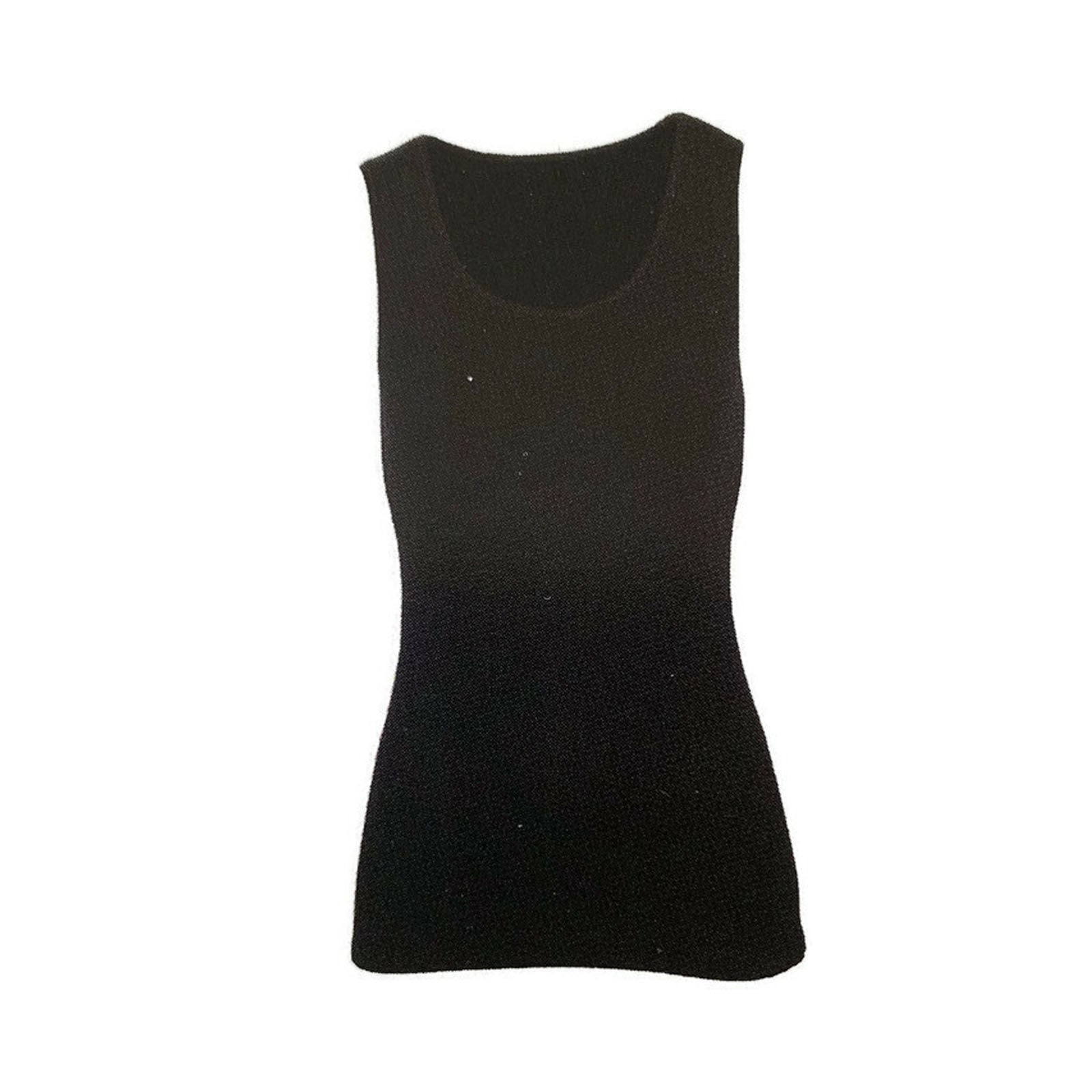 MERINO SKINS Ladies Scoop Neck Tank Top Sleeveless Wool Thermals - Black-3