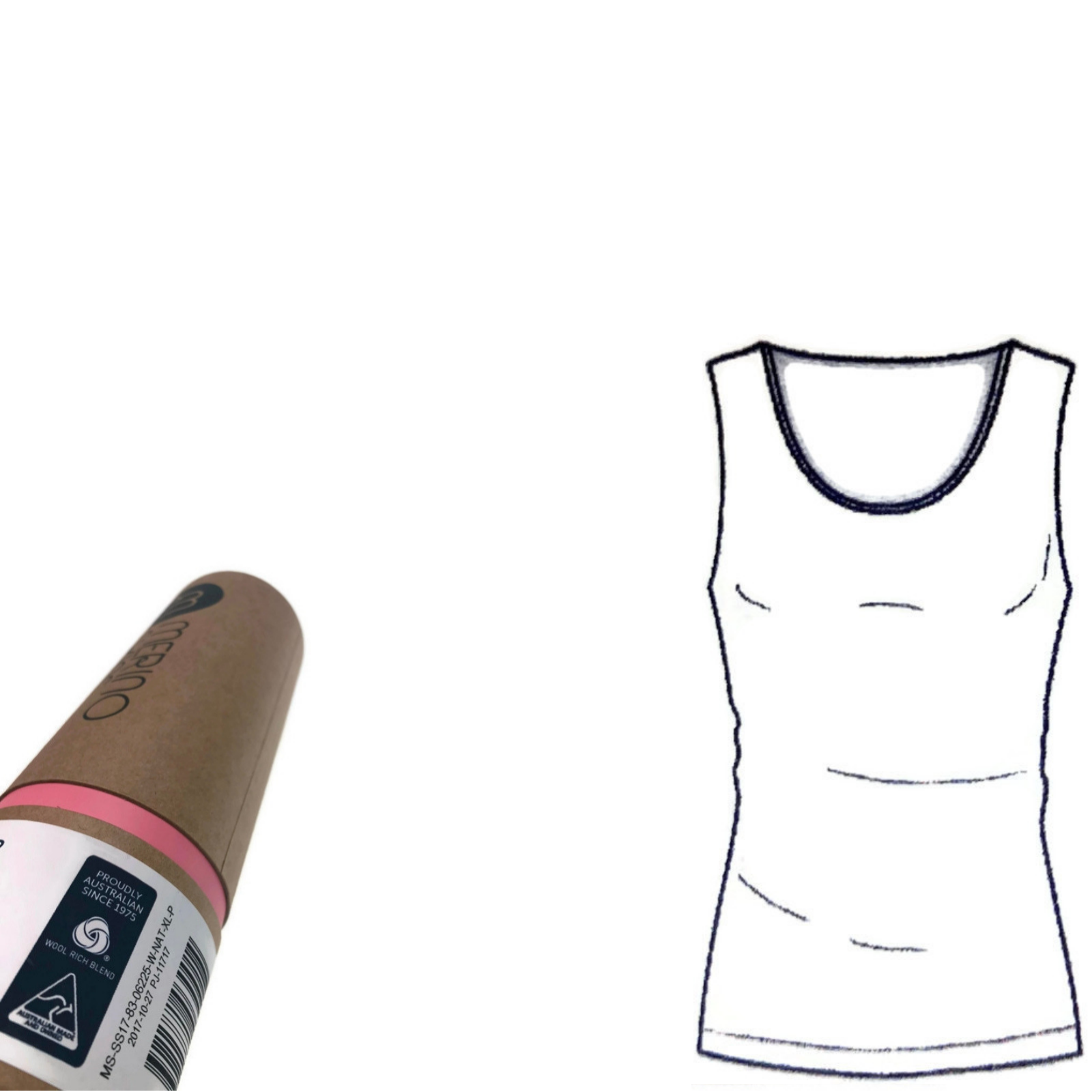 MERINO SKINS Ladies Scoop Neck Tank Top Sleeveless Wool Thermals Warm - Skin-0