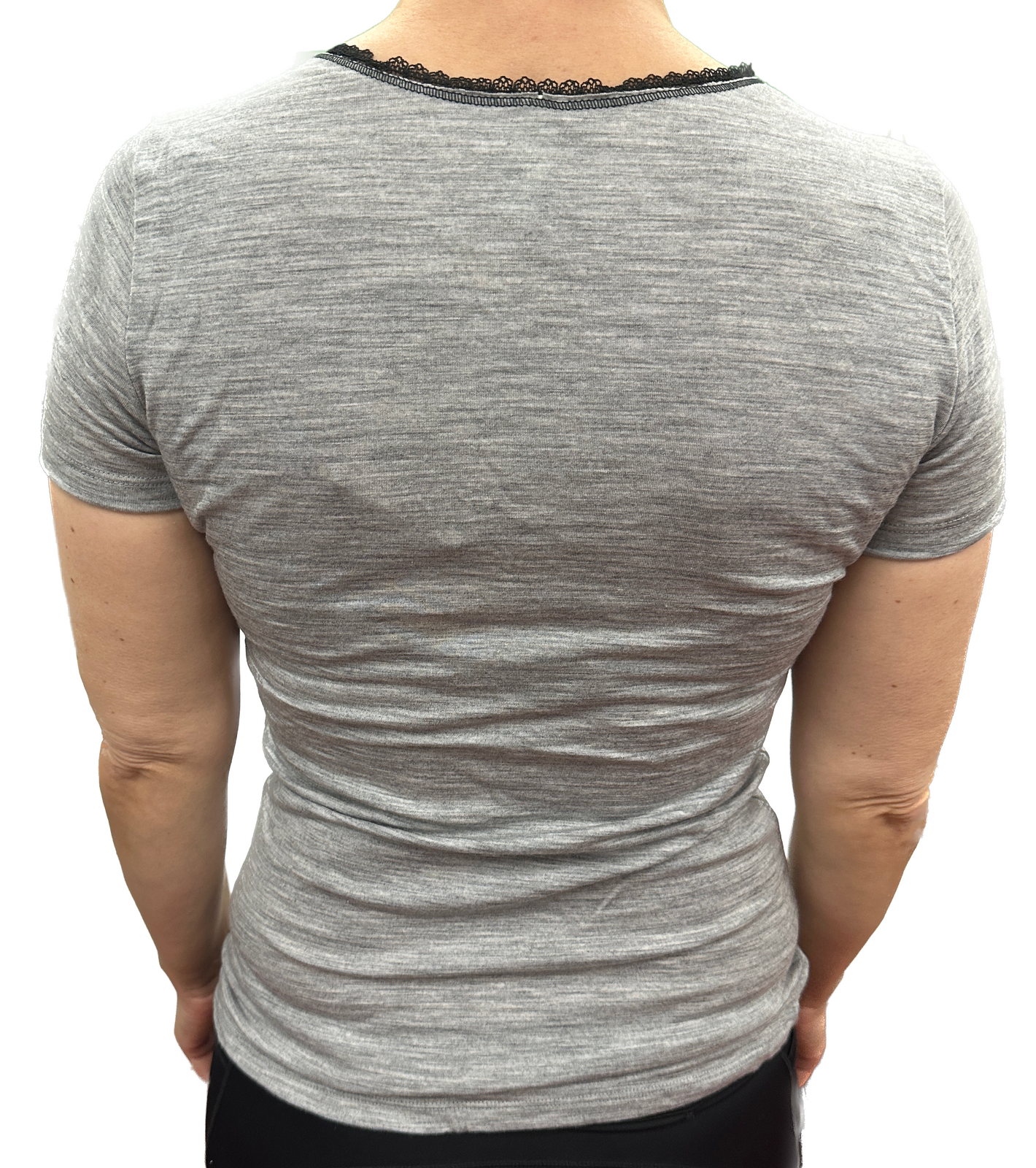Merino Skins Verona Womens V-Neck Long Sleeve Thermal Underwear Soft Grey Marle-4