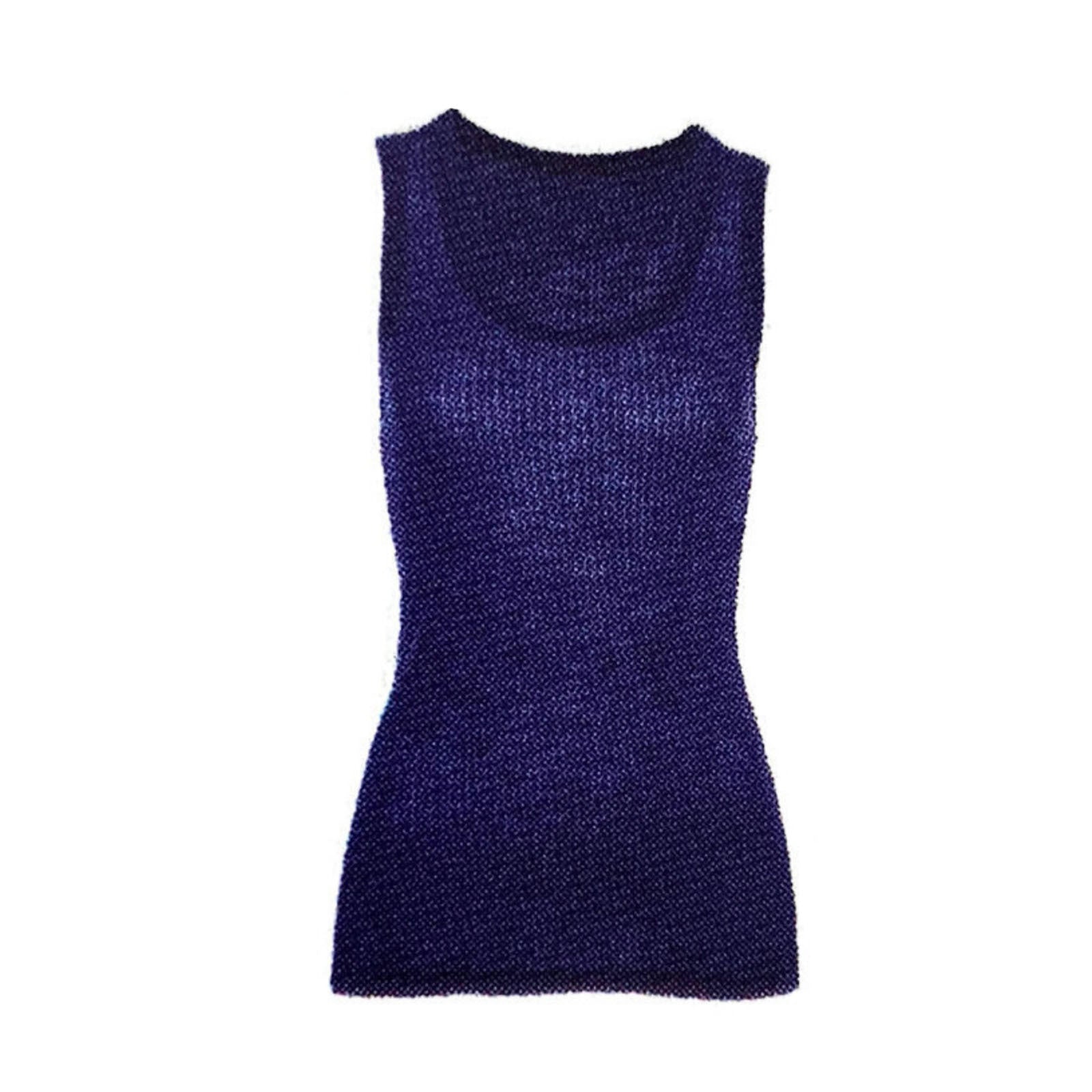 MERINO SKINS Wool Blend Ladies Verona V-Neck Tee Thermal Top Tank - French Navy-0