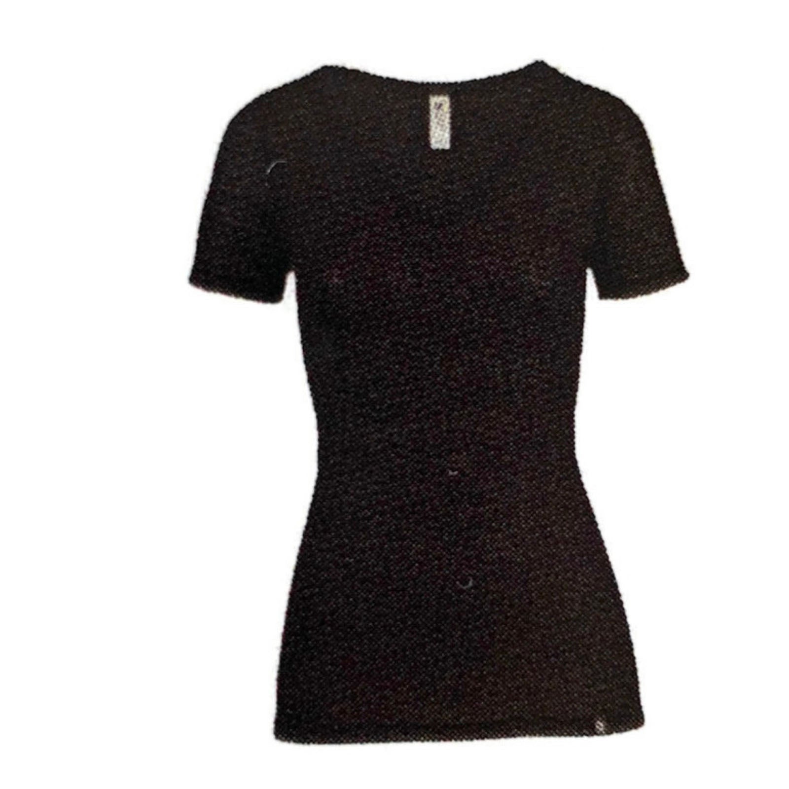 MERINO SKINS Ladies Verona V-Neck Tee Thermal Top Wool Blend - Black-0