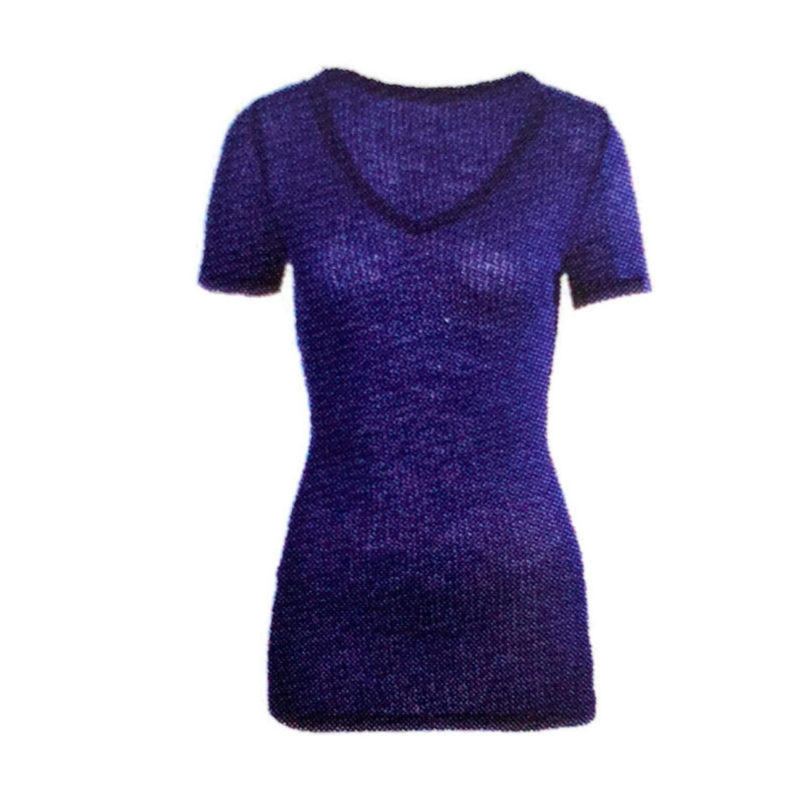 MERINO SKINS Ladies Verona V-Neck Tee Thermal Top Wool Blend - French Navy-0