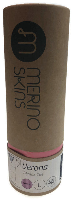 MERINO SKINS Ladies Verona V-Neck Tee Thermal Top Wool Blend Thermals - Hyacinth-4