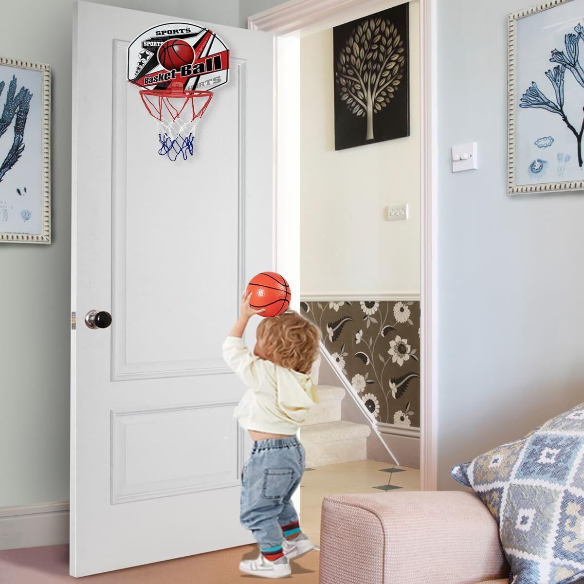 Mini Basketball Hoop Ring Kids Toy Children Door Indoor Hang Backboard-2
