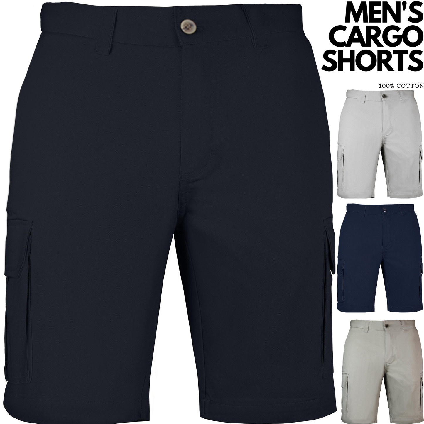 Mens Cargo Shorts 100% Cotton Casual Work Wear Half Pants Summer Army Military-1