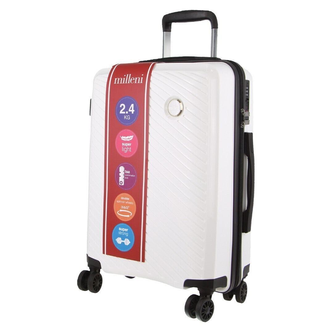 Monaco Cabin Luggage Bag Travel Carry On Suitcase 54cm (39L) - White-3