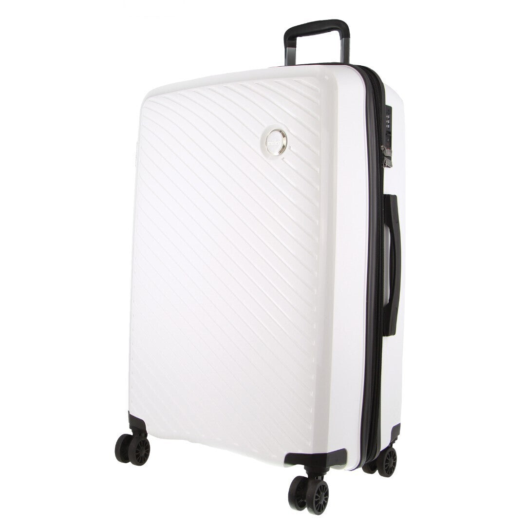 Monaco Checked Luggage Bag Travel Carry On Suitcase 75cm (124L) - White-0