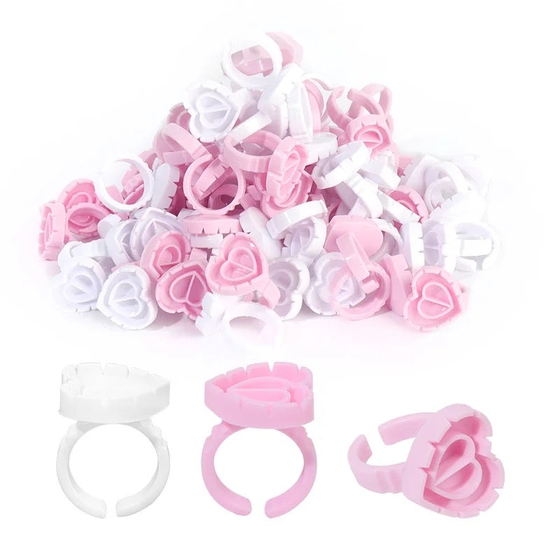 Miosh Eyelash Adhesive Cups 100 PCS - Heart Eye Lash Extensions Glue Holder-0