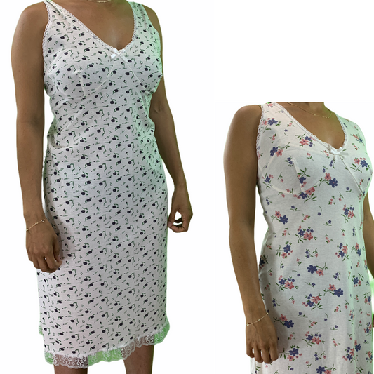 Womens Ladies Cotton Nightie Night Gown Slip Petticoat PJs Sleepwear Singlet Dress-0