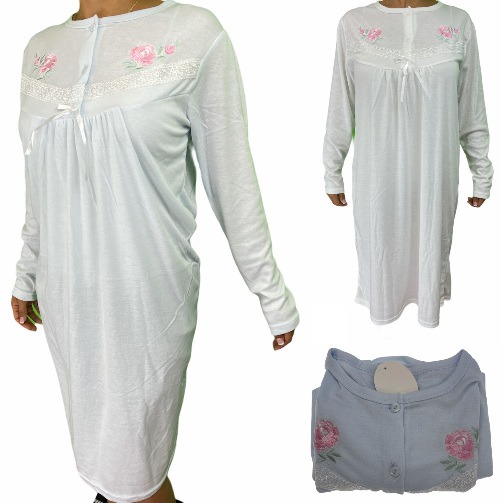 Womens Ladies Cotton Nightie Night Gown Pajamas Pyjamas Sleepwear PJ-0