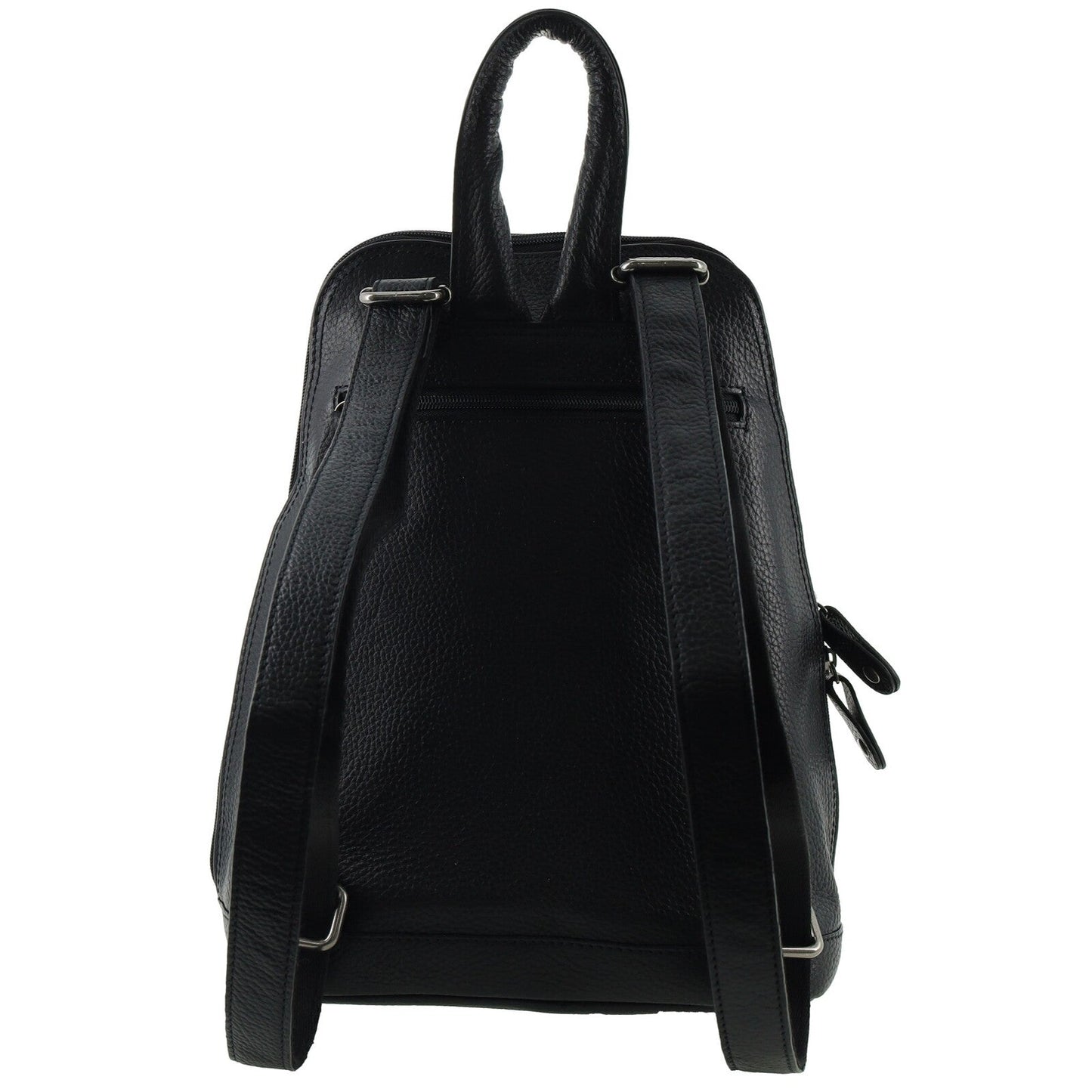 Milleni Womens Twin Zip Backpack Nappa Italian Leather Travel Bag - Black-2