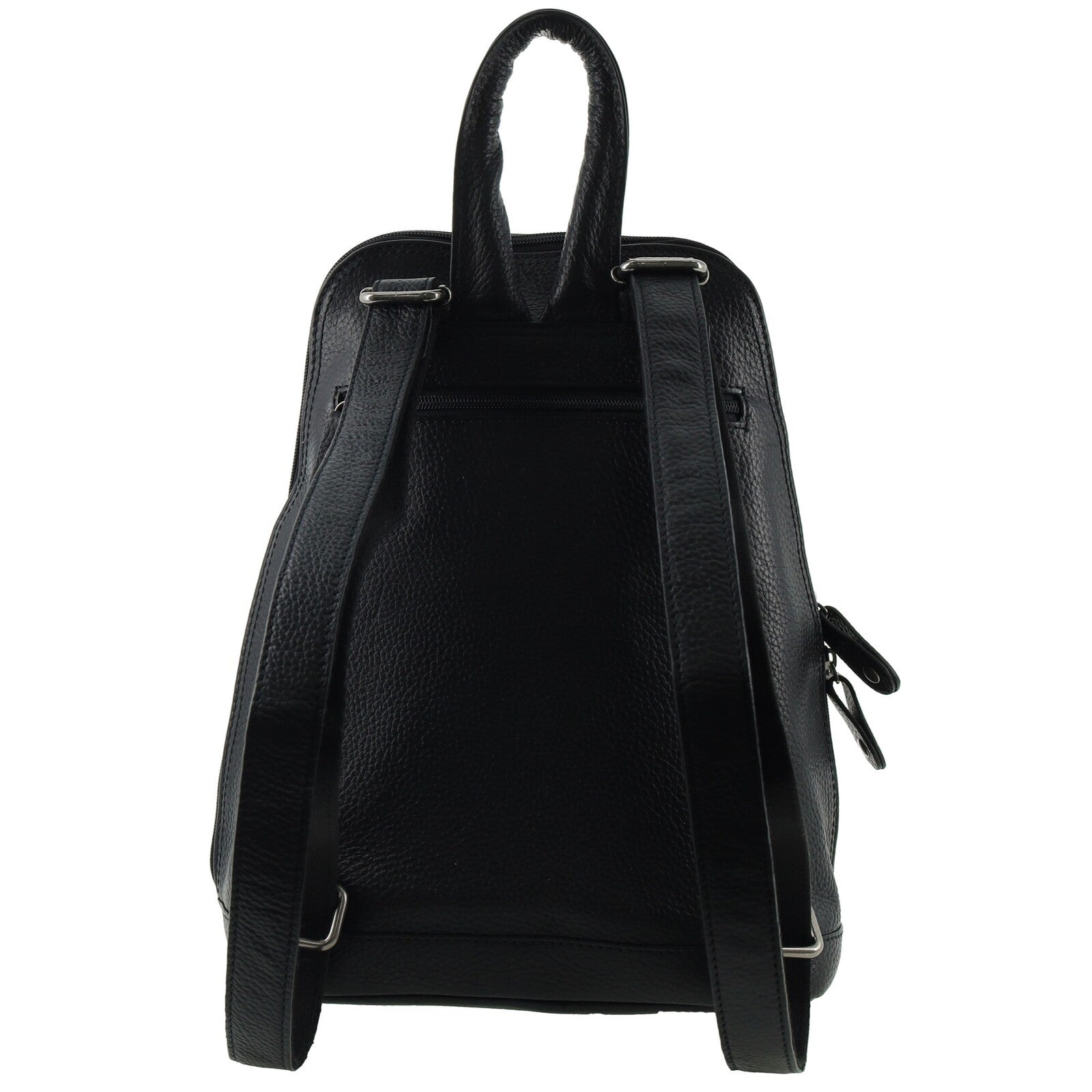 Milleni Womens Twin Zip Backpack Nappa Italian Leather Travel Bag - Black-2