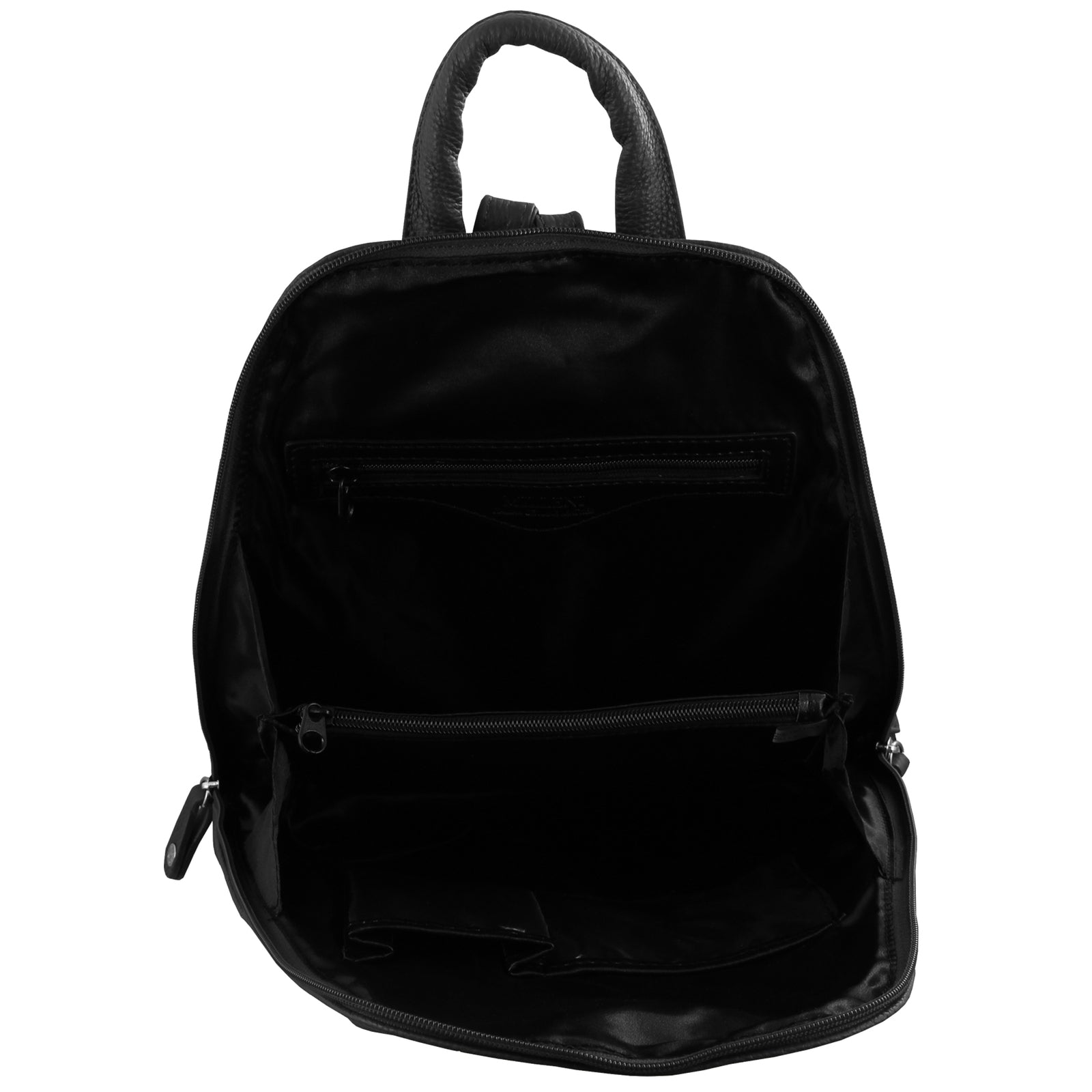 Milleni Womens Twin Zip Backpack Nappa Italian Leather Travel Bag - Black-3