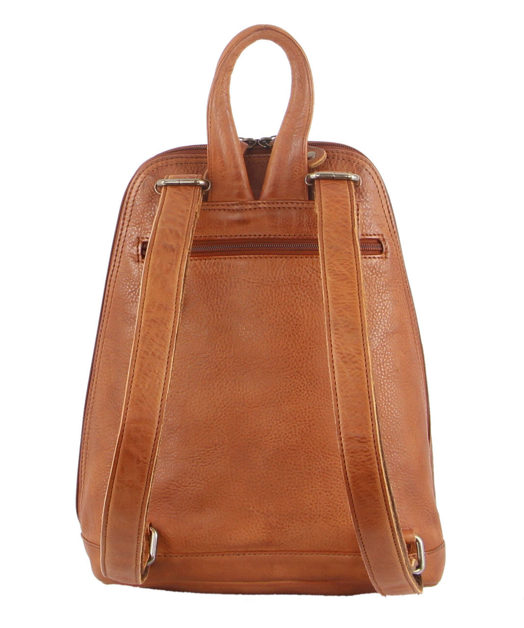Milleni Genuine Italian Leather Soft Nappa Leather Backpack Bag Travel - Cognac-2