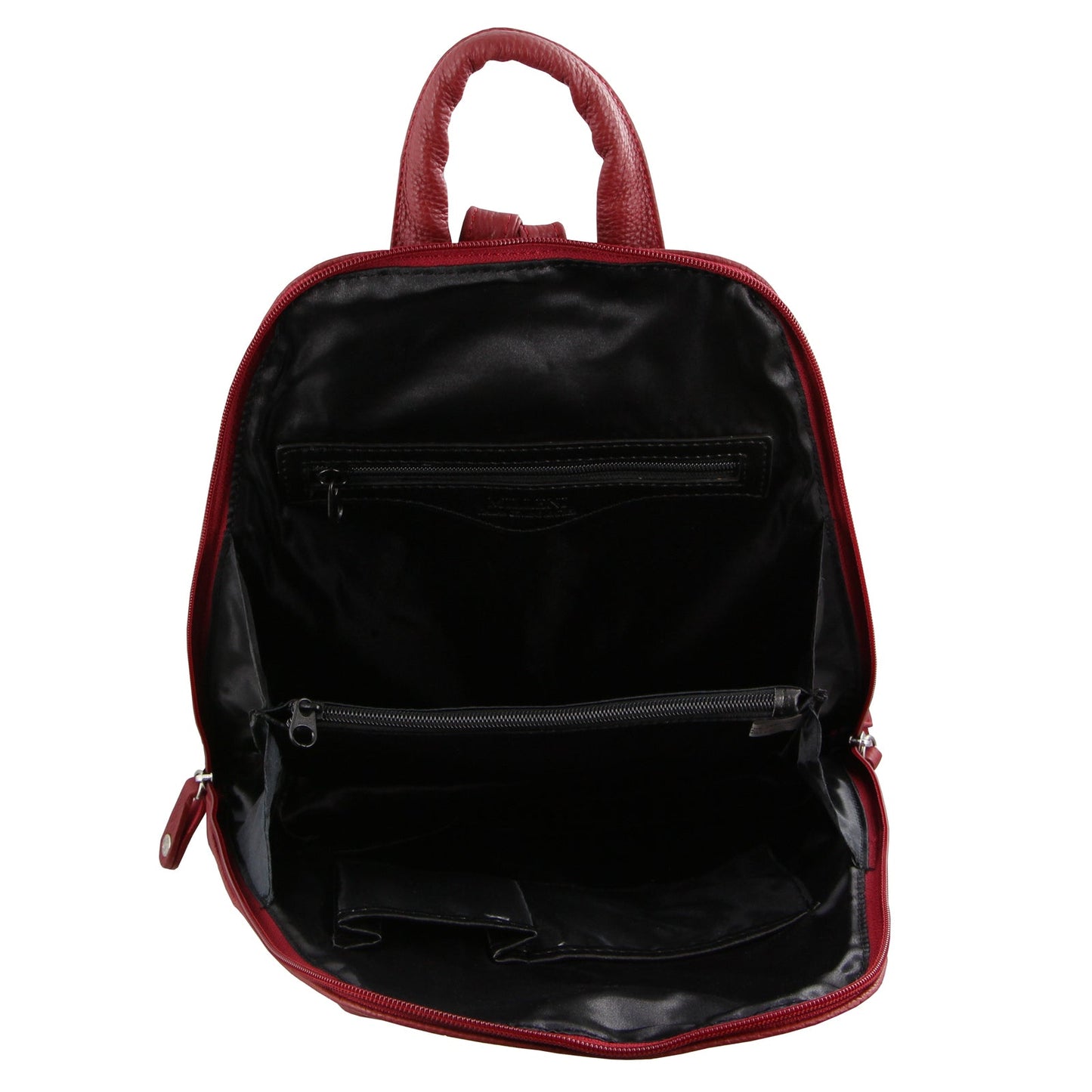 Milleni Womens Twin Zip Backpack Nappa Italian Leather Bag Travel - Red-4
