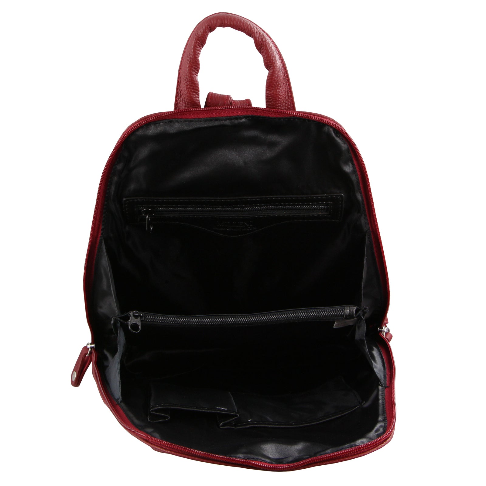 Milleni Womens Twin Zip Backpack Nappa Italian Leather Bag Travel - Red-4