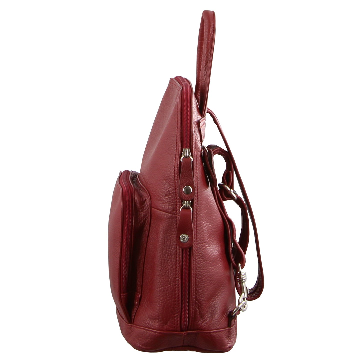 Milleni Womens Twin Zip Backpack Nappa Italian Leather Bag Travel - Red-2
