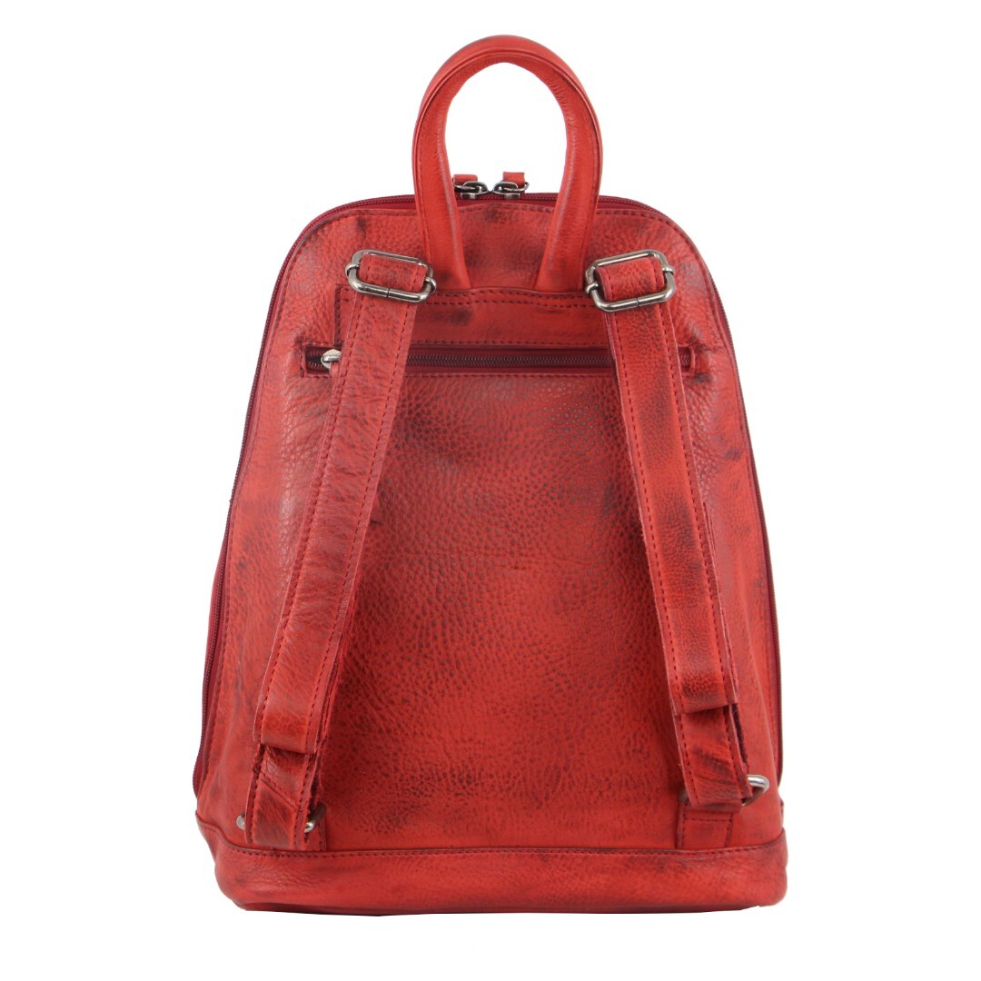 Milleni Genuine Italian Leather Soft Leather Backpack Travel Bag - Red-3