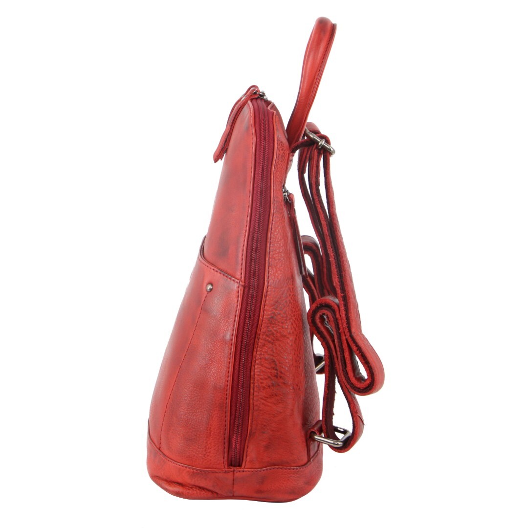 Milleni Genuine Italian Leather Soft Leather Backpack Travel Bag - Red-2
