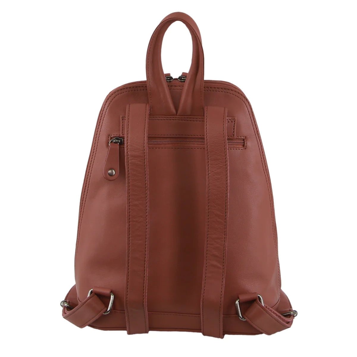 Milleni Ladies Backpack Leather Twin Zip Rucksack School Shoulder Bag - Rose-3