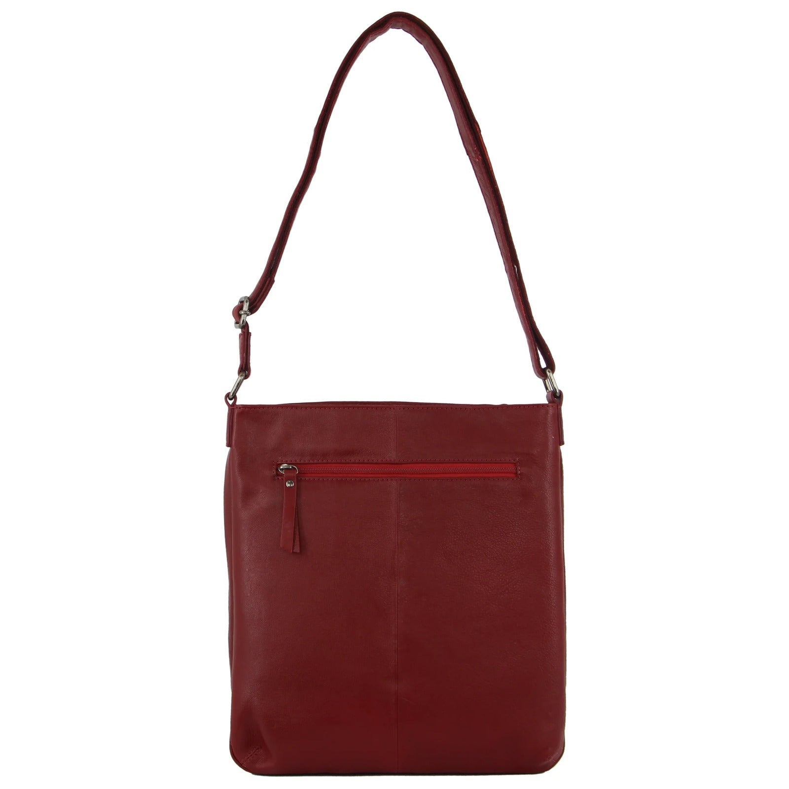 Milleni Ladies Nappa Leather Zip Closure Cross Body Bag Travel - Red-3