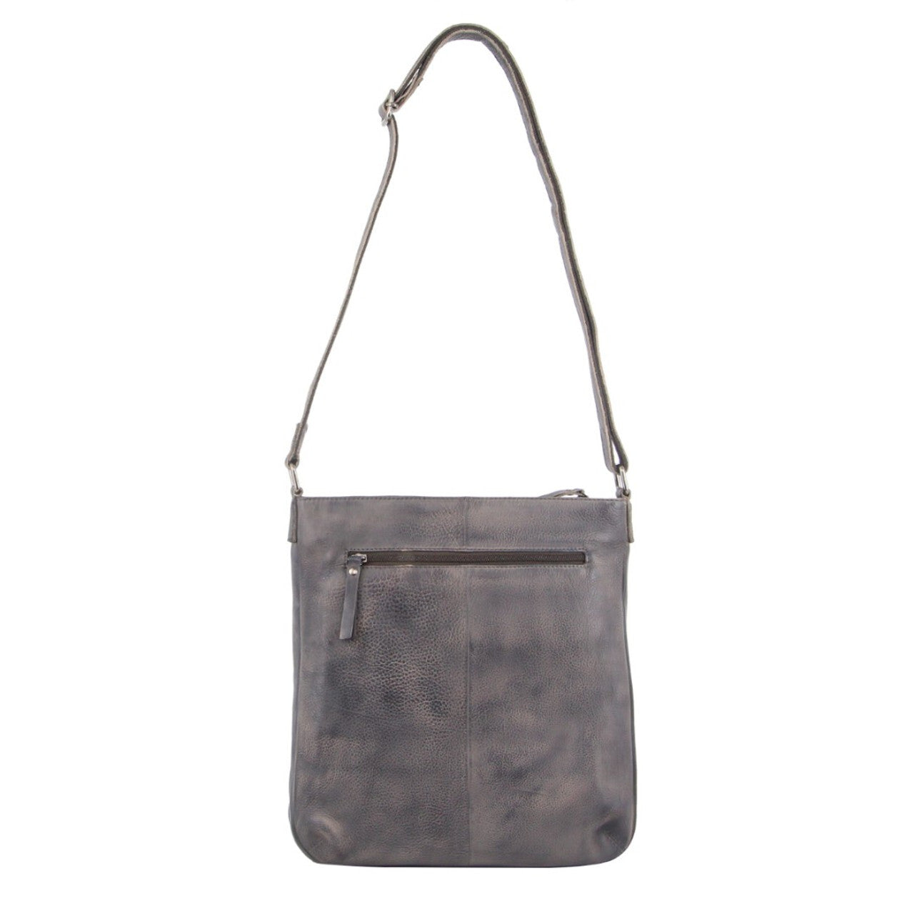 Milleni Ladies Nappa Leather Zip Closure Cross Body Bag Travel - Slate-3