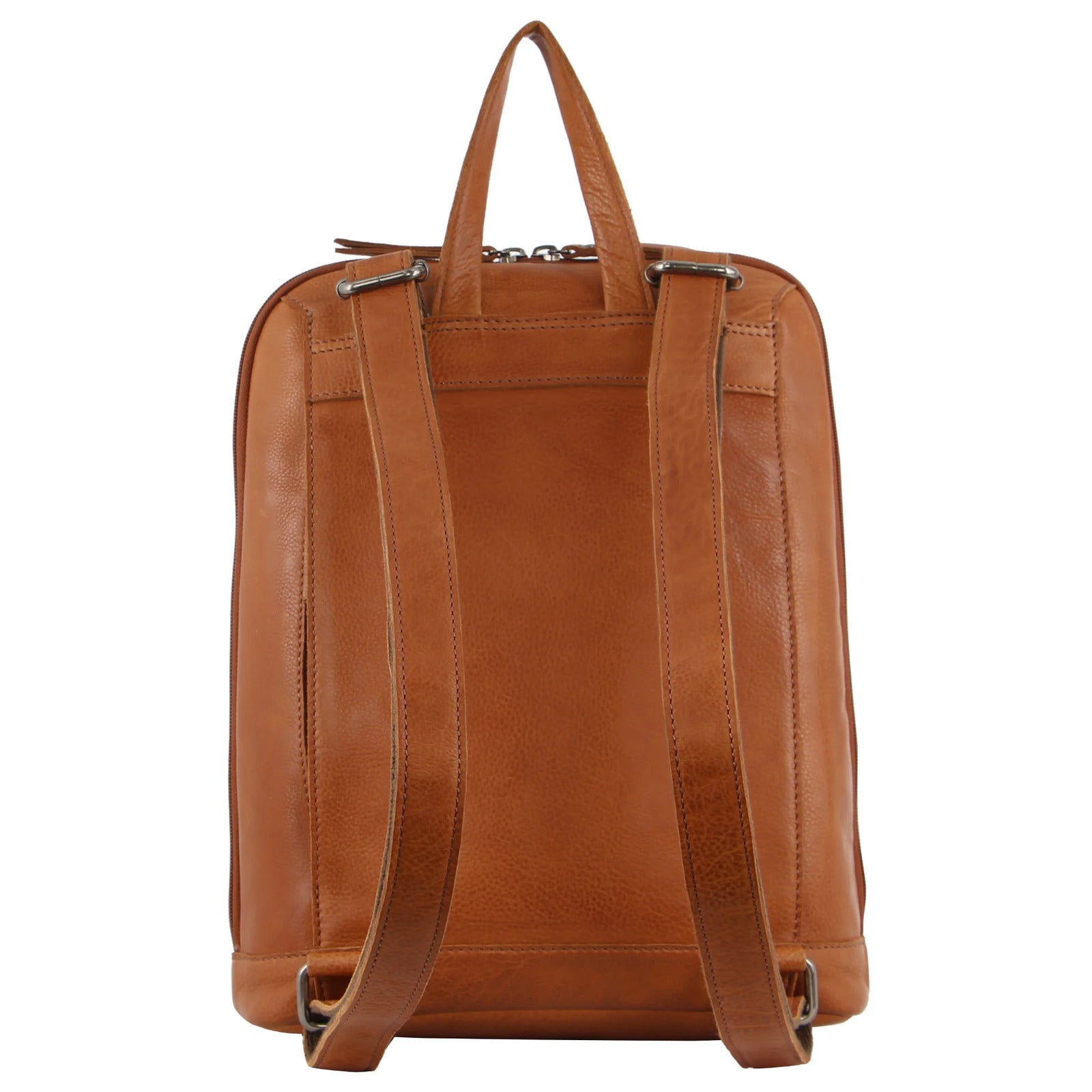 Milleni Ladies Backpack Shoulder Bag Nappa Leather Womens Rucksack - Cognac-4