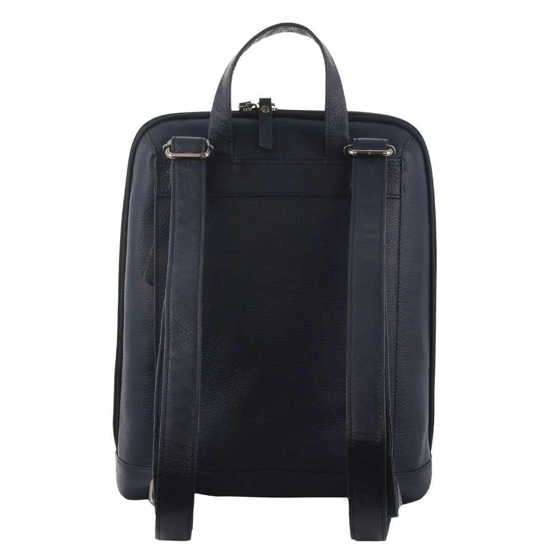 Milleni Ladies Backpack Nappa Leather Womens Shoulder Bag Rucksack Travel - Navy-3