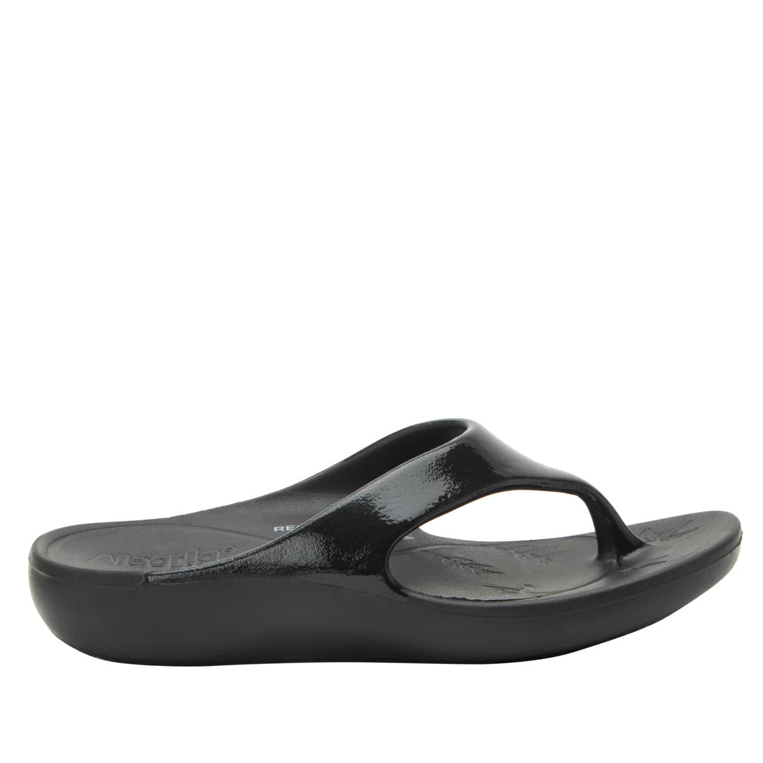Alegria Womens Ode Flip Flop Thongs Summer Slip On - Black Gloss-3