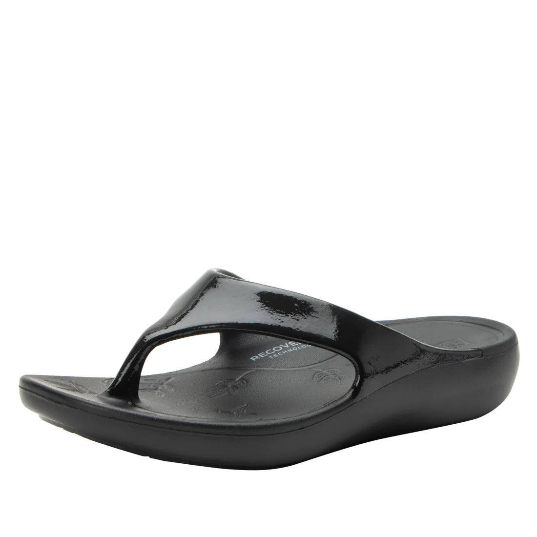 Alegria Womens Ode Flip Flop Thongs Summer Slip On - Black Gloss-0