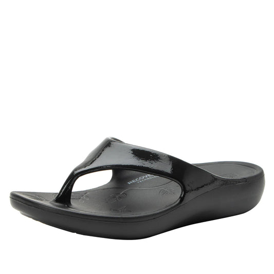 Alegria Womens Ode Flip Flop Thongs Summer Slip On - Black Gloss-0