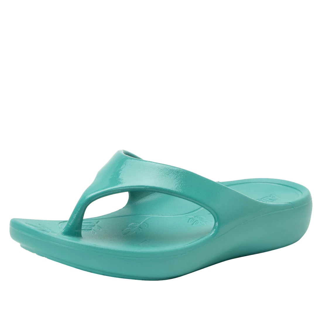 Alegria Womens Ode Flip Flop Thongs Summer Slip On - Aqua Gloss-0