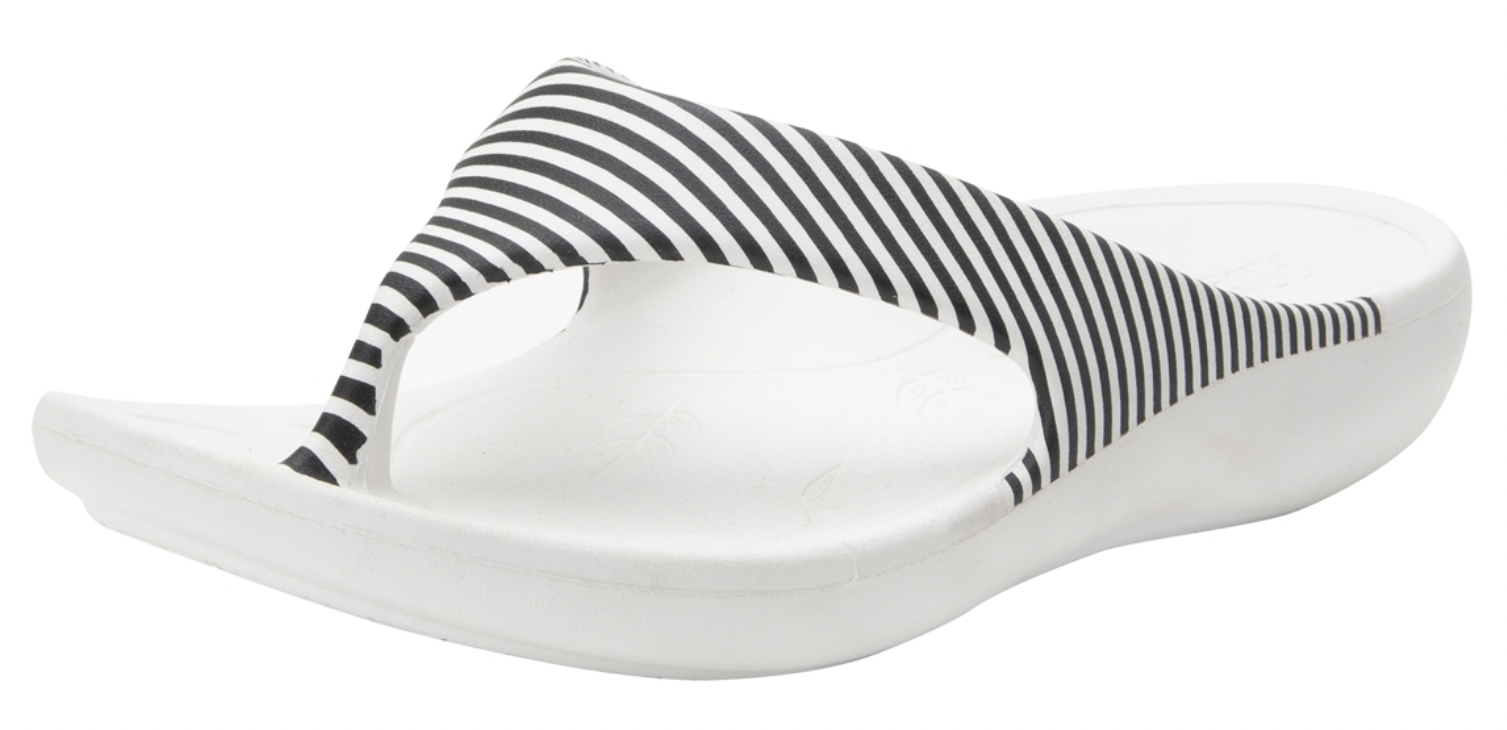 Alegria Womens Ode Flip Flop Thongs Summer Ultra-Lightweight Slip On - Stripes-3