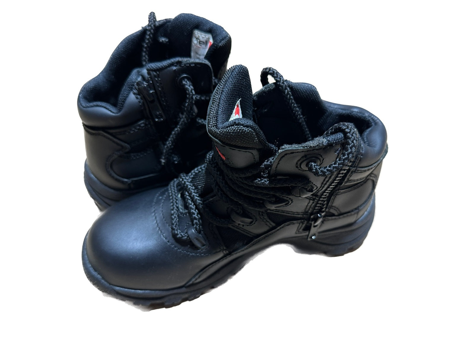 Telas Ankle Cut Leather Combat w Side Zip Boots Shoes E - Black-4