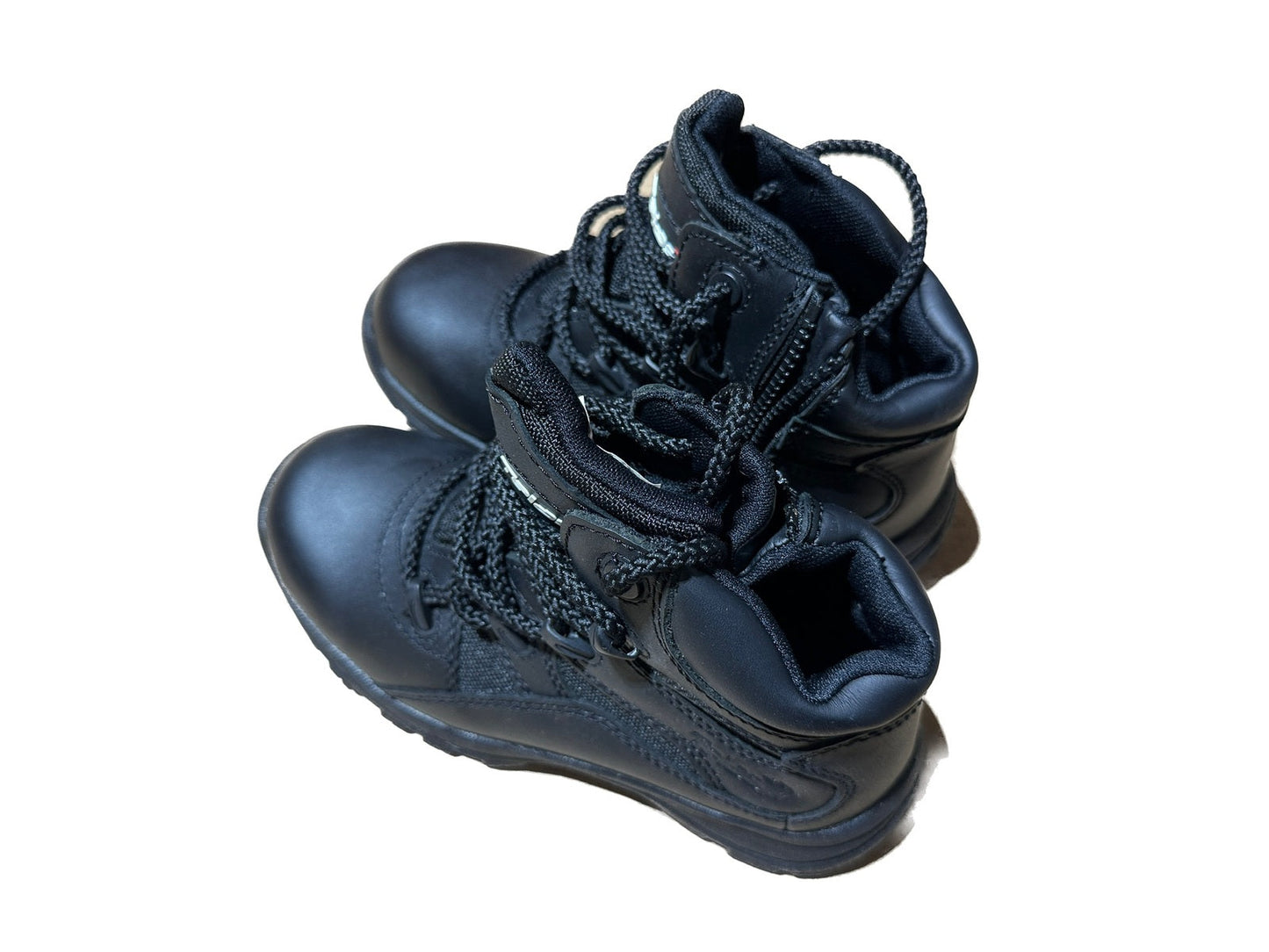 Telas Ankle Cut Leather Combat w Side Zip Boots Shoes EEE - Black-2