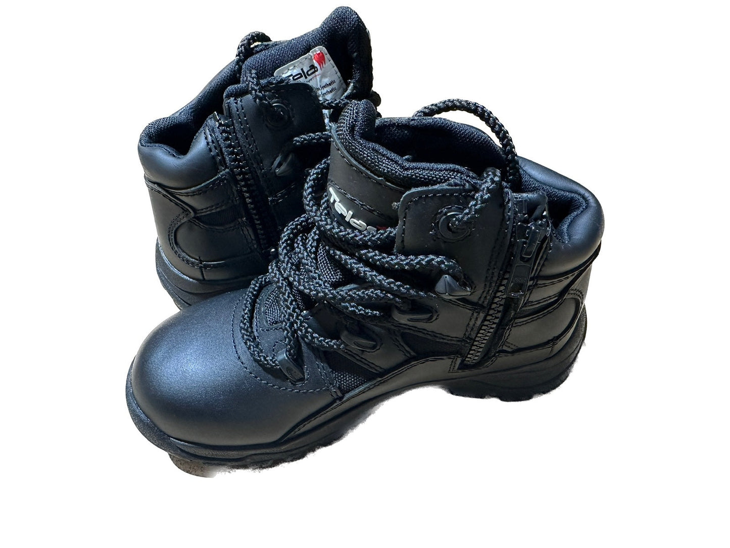 Telas Ankle Cut Leather Combat w Side Zip Boots Shoes E - Black-3